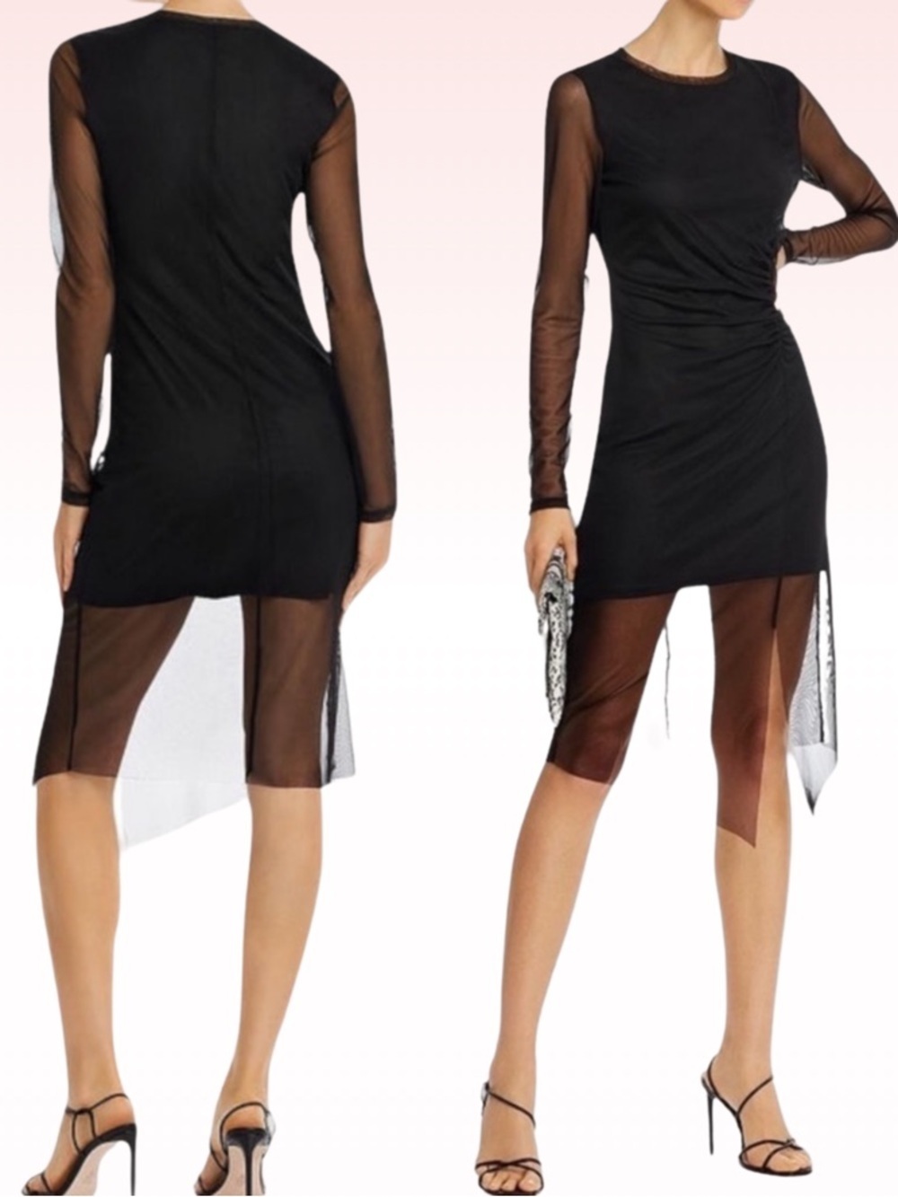 Nwt AQUA black sheer longsleeve dress (Sz M)